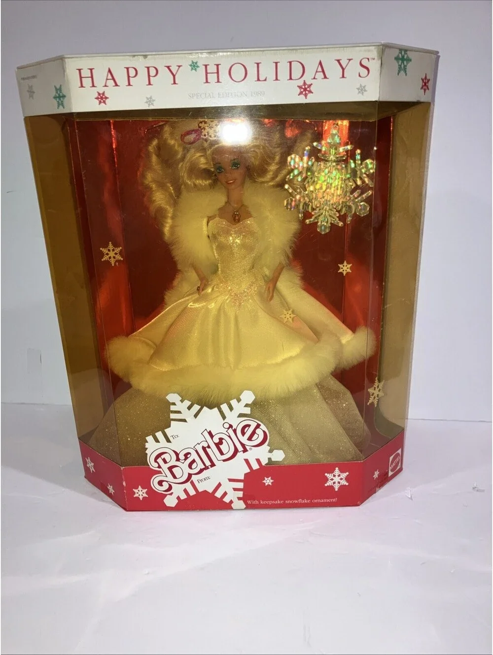 Vintage 1989 Happy Holidays Barbie Doll Special Edition Mattel  w/ Ornament NEW